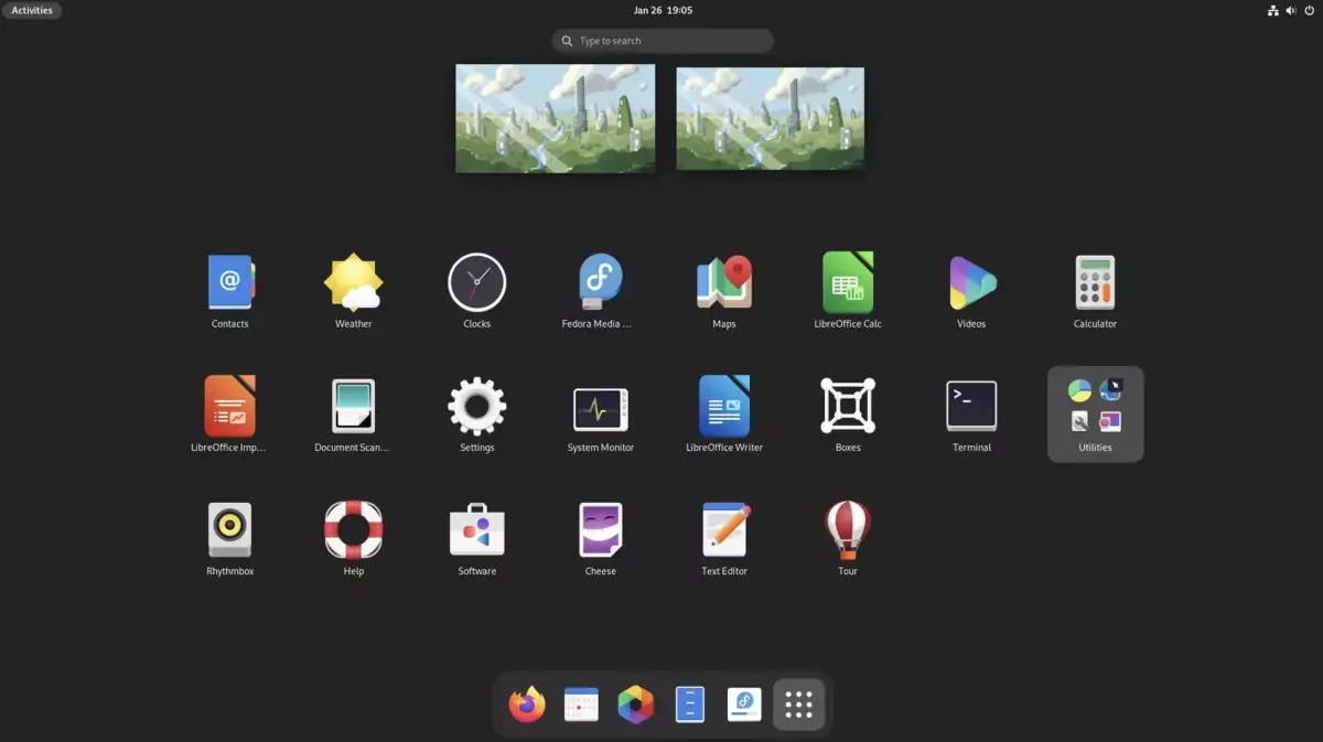 a screenshot of the application grid in GNOME Shell