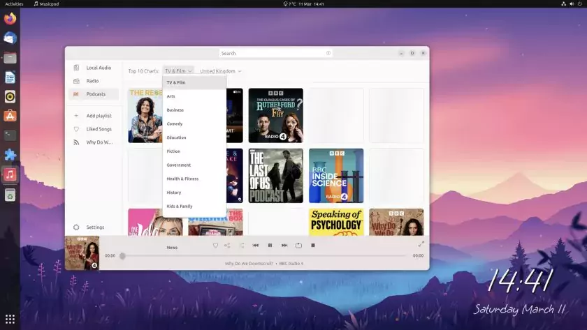 screenshot of MusicPod flutter app for Ubuntu