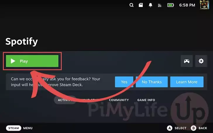 Open Spotify on the Steam Deck's gaming mode