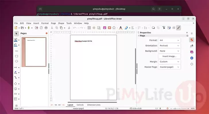 Open PDF Editor on Ubuntu using Terminal