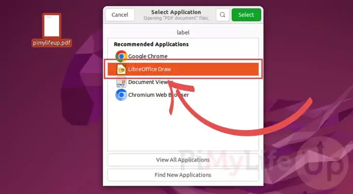 Open file with PDF Editor on Ubuntu