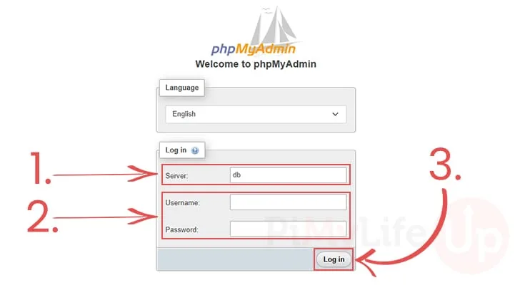 Login to the PHPMyAdmin Docker Container
